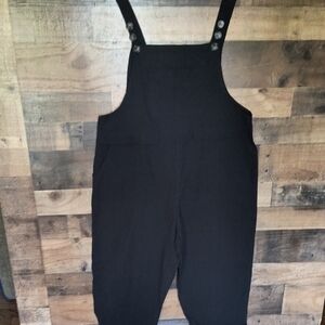 Black Overalls Jumpsuit with Button Straps Sz Large Women